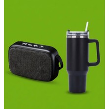 Promopanya Siyah Piknik Set(Dev Termos ve Bluetooth Speaker-Hoparlör) isim Yazılabilir, isme Özel, Kişiye Özel, Kişiselleştirilebilir)