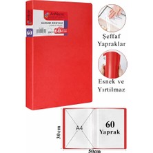 ArtMaster Kırmızı Sunum Dosyası 60 Lı 1 Adet Poşet Dosyalı Katalog Dosyası 60 Poşetli Kendinden Dosya Plastik Kapaklı