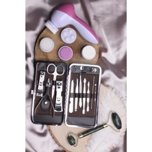 Macgon Bakım Seti 5 Başlıklı Yüz Temizleme Aleti 12 Parça Manikür Seti Yeşim Taşı Masaj Ale 3'lü