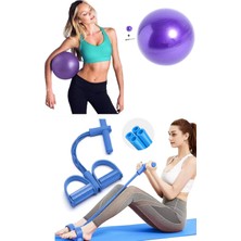 Gus Company Body Trimmer ve 25 cm Pilates Topu Egzersiz Set (Mavi Pedal Puller ve Mor Top)