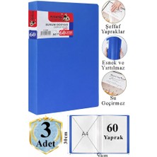 Artlantis Mavi Sunum Dosyası 60 Lı 3 Adet Poşet Dosyalı Katalog Dosyası 60 Poşetli Kendinden Dosya Plastik Kapaklı