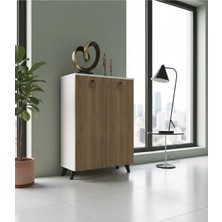 Yasem Home Çok Amaçlı Ayakkabılık ve Ofis Dolabı - 2 Kapaklı 4 Bölmeli - Ayaklı Modern Tasarım