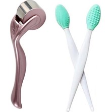 Macgon Ice Roller Cilt Sıkılaştırıcı Kırışık Giderici Yüz Masaj Aleti ve Siyah Nokta Dudak Peeling Fırçası
