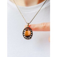 Esha Store Doğal Taş Kaplangözü Doğal Taşlı Kadın Antik Doğal Taşlı Kolye Cesaret Taşı EUK34KG