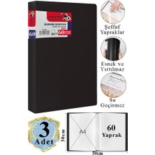 Artlantis Siyah Sunum Dosyası 60 Lı 3 Adet Poşet Dosyalı Katalog Dosyası 60 Poşetli Kendinden Dosya Plastik Kapaklı