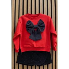 NerKids Kız Çocuk Kırmızı Fiyonklu Takım