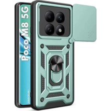 HANPORIUM Poco M8 5g Uyumlu Tank Kılıf - Yüzüklü Standlı Extra Darbe Koruma Zırhlı Outdoor Kapak - Yeşil