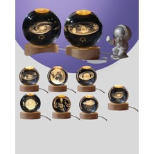 Ucuz Tekno Samanyolu Desenli Kristal Küre Ahşap Standlı Gün Işığı LED Masa Lambası