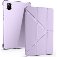 HTstore Honor Pad X7 8.7 Kılıf Zore Tri Folding Kalem Bölmeli Standlı Kılıf-Lila