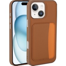 HTstore iPhone Uyumlu 14 Kılıf Kartlıklı Zore X-Kart Silikon Kapak-Kahverengi