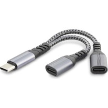 Marsilyan Type-C To 2 x Type-C F Kablo Car Şarj Siyah GJ-015