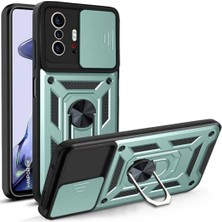 HANPORIUM Xiaomi 11T Uyumlu Tank Kılıf - Yüzüklü Standlı Extra Darbe Koruma Zırhlı Outdoor Kapak - Yeşil