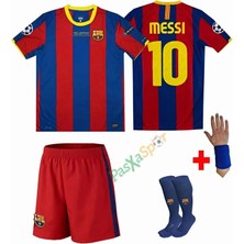 Alaturka Mix Barcelona 2010-11 Şampiyonlar Ligi Finali Messi Retro Çocuk Forması Şort Çorap Bileklik Hediyeli