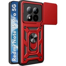 HANPORIUM Redmi Note 15 Pro 5g Uyumlu Tank Kılıf - Yüzüklü Standlı Extra Darbe Koruma Zırhlı Outdoor Kapak - Kırmızı