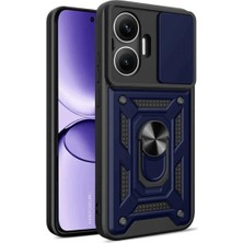 HANPORIUM Poco F7 Uyumlu Tank Kılıf - Yüzüklü Standlı Extra Darbe Koruma Zırhlı Outdoor Kapak - Lacivert