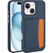 HTstore iPhone Uyumlu 14 Kılıf Kartlıklı Zore X-Kart Silikon Kapak-Lacivert