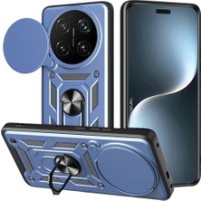 HANPORIUM Honor Magic 7 Pro Uyumlu Tank Kılıf - Yüzüklü Standlı Extra Darbe Koruma Zırhlı Outdoor Kapak - Lacivert