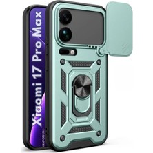 HANPORIUM Xiaomi 17 Pro Max Uyumlu Tank Kılıf - Yüzüklü Standlı Extra Darbe Koruma Zırhlı Outdoor Kapak - Yeşil