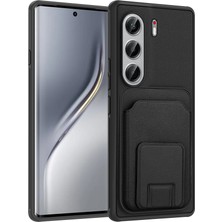 HTstore Tecno Camon 40 Pro Kılıf Kartlıklı Tpu Zore Bikart Kapak-Siyah