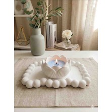 Aksesuar Kuşu Lotus Mumluk Seti Bubble Tepsi ve Inci Tozu Ile Birlikte Ev Dekorasyon Ürünü - Vernikli