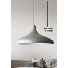 Allians Gri Alüminyum Kablo Avize, 35 cm Rustik Sarkıt, Mutfak ve Cafe Işıklandırması