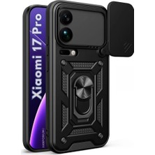 HANPORIUM Xiaomi 17 Pro Uyumlu Tank Kılıf - Yüzüklü Standlı Extra Darbe Koruma Zırhlı Outdoor Kapak - Siyah