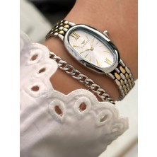 Ferro Gümüş ve Sarı Çelik Kordon Kadın Kol Saati FL21510A-D 3ATM Su Geçirmez 2 Yıl Garantili