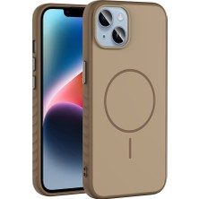 HTstore iPhone Uyumlu 15 Kılıf M-Safe Şarj Özellikli Zore Tea Kapak-Gold
