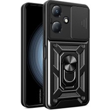 HANPORIUM Tecno Camon 19 Pro Uyumlu Tank Kılıf - Yüzüklü Standlı Extra Darbe Koruma Zırhlı Outdoor Kapak - Siyah