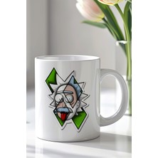 YasBey Design Rick And Morty Tasarımlı 330ML Baskılı Beyaz Seramik Kupa Bardak