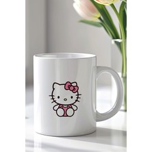 YasBey Design Hello Kitty Tasarımlı 330ML Baskılı Beyaz Seramik Kupa Bardak