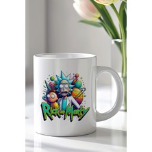 YasBey Design Rick And Morty Tasarımlı 330ML Baskılı Beyaz Seramik Kupa Bardak
