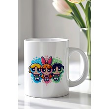 YasBey Design Powerpuff Girls Tasarımlı 330ML Baskılı Beyaz Seramik Kupa Bardak