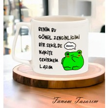 Tanem Nakite Çevirmem Lazım Tasarımlı Baskılı Lüks Kupa Bardak Ecru