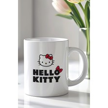 YasBey Design Hello Kitty Tasarımlı 330ML Baskılı Beyaz Seramik Kupa Bardak
