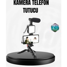 Ucuz Tekno Profesyonel Vlog Çekim Kiti LED Işıklı Tripod Mikrofonlu Telefon Seti