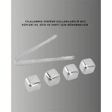 Ucuz Tekno Yeniden Kullanılabilir 304 Çelik Metal Buz Küpleri 4'lü Set