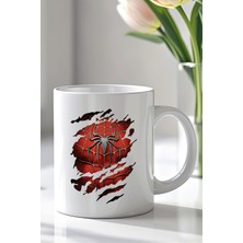 YasBey Design Örümcek Adam Tasarımlı 330ML Baskılı Beyaz Seramik Kupa Bardak