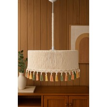 Allians Ekru Makrome Silindir Sarkıt Avize, Bebek ve Çocuk Odası Için Şık Tasarım