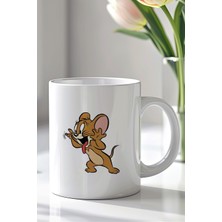 YasBey Design Tom And Jerry Tasarımlı 330ML Baskılı Beyaz Seramik Kupa Bardak
