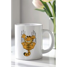 YasBey Design Garfield Tasarımlı 330ML Baskılı Beyaz Seramik Kupa Bardak