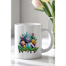 YasBey Design Rick And Morty Tasarımlı 330ML Baskılı Beyaz Seramik Kupa Bardak