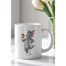YasBey Design Tom And Jerry Tasarımlı 330ML Baskılı Beyaz Seramik Kupa Bardak