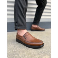 Joy Ayakkabı JY0410 Classique Bağcıksız Cilt Erkek Günlük Klasik Ayakkabı Cst - Kahverengi