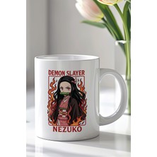 YasBey Design Demon Slayer Nezuko Tasarımlı 330ML Baskılı Beyaz Seramik Kupa Bardak