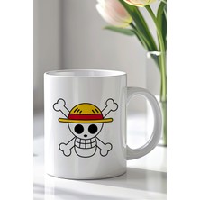 YasBey Design One Piece Tasarımlı 330ML Baskılı Beyaz Seramik Kupa Bardak