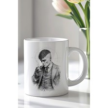 YasBey Design Peaky Blinders Tasarımlı 330ML Baskılı Beyaz Seramik Kupa Bardak