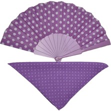 Yelpaze Dünyası Mor Puantiyeli Yelpaze ve Saç Bandı Takımı