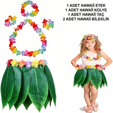 Çocuk Hawaii Kostüm Seti - Yaprak Etek Hawaii Set - 5 Parça - Lisinya