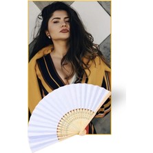 Yelpaze Dünyası Bambu & Beyaz Kâğıt Yelpaze-1 Adet